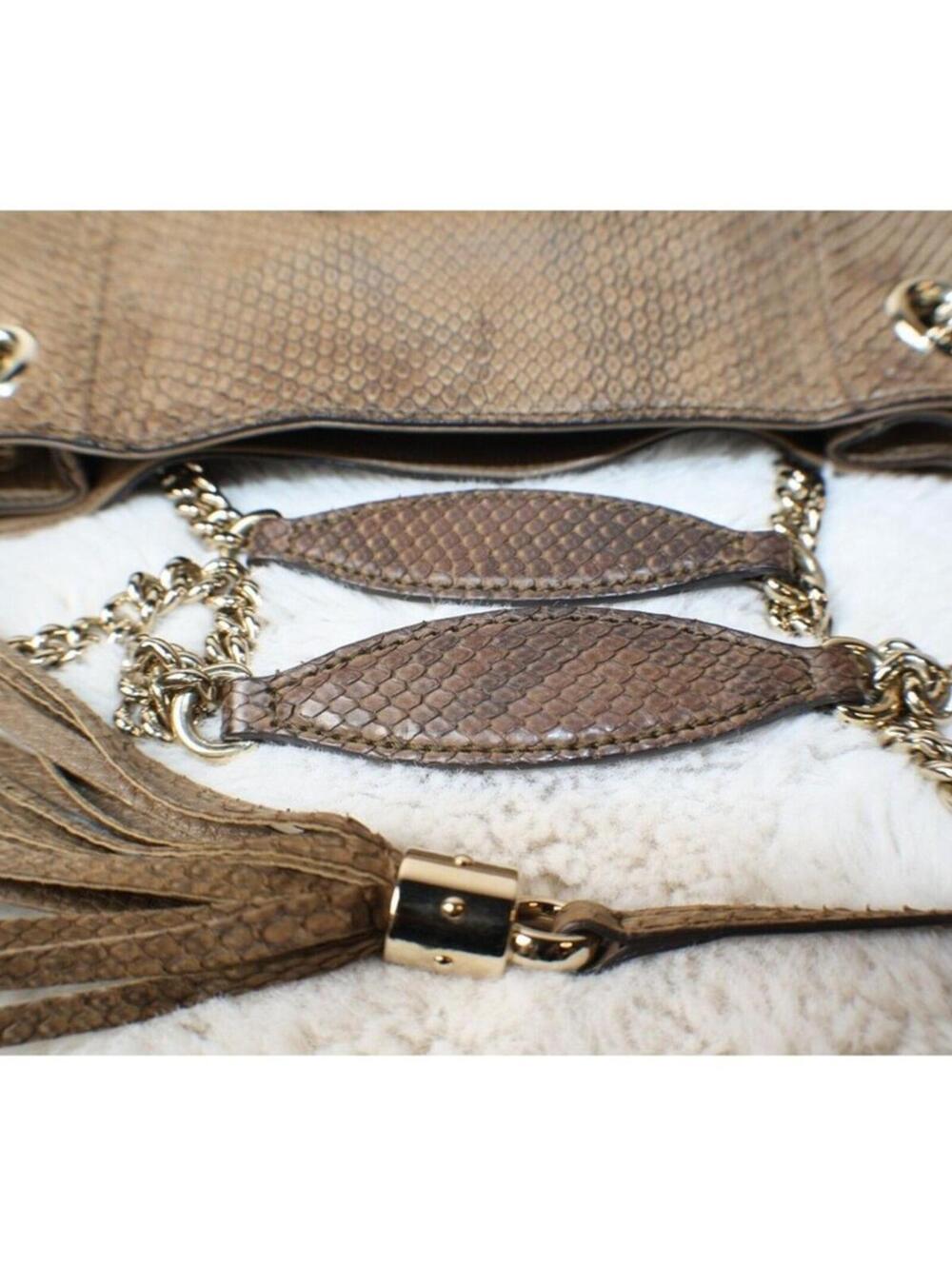 Gucci Soho Limited Edition Chain Strap Shoulder Bag Python Medium Brown Gold - Picture 6 of 15